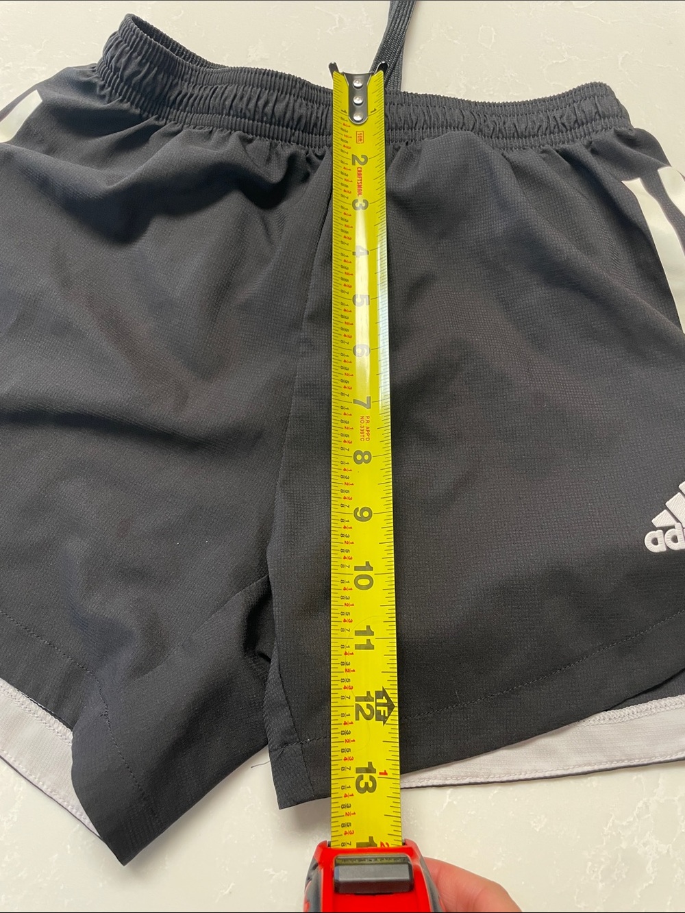 adidas Black Shorts with White Three-Stripe Accents Drawstring Waist - Picture 5 of 5